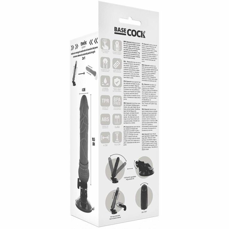 Basecock Realistic Vibrator Remote Control Black 19.5cm Dildos | SEX Shop Ireland 8