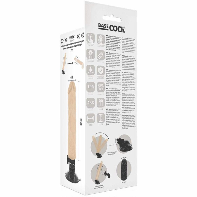 Basecock Realistic Vibrator Remote Control Flesh 21cm Dildos | SEX Shop Ireland 8