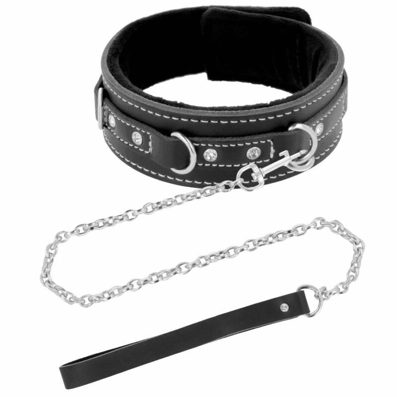 Darkness Black Furry Collar With Leash BDSM Collars | SEX Shop Ireland 8