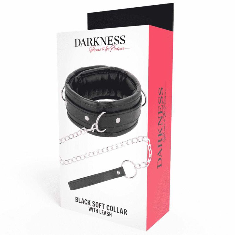 Darkness Black Soft Collar With Leash Leather BDSM Collars | SEX Shop Ireland 7