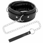 Darkness Black Soft Collar With Leash Leather BDSM Collars | SEX Shop Ireland 13
