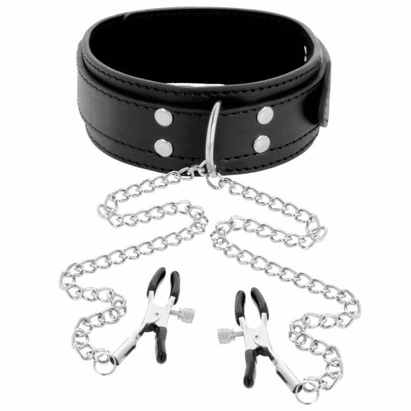Darkness  Collar With Nipple Clamps Black BDSM Collars | SEX Shop Ireland 6