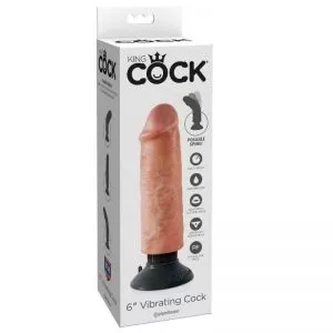 King Cock – 6″- 15.24 Cm Vibrating Cock Flesh Suction Cup Dildos | SEX Shop Ireland
