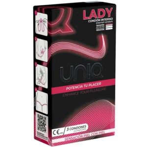 UNIQ – LADY CONDOM LATEX FREE FEMALE CONDOMS WITH GARTER BELT 3 UNITS All Condom Box Sizes | SEXstore.ie