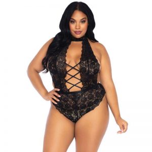 Leg Avenue Floral Lace Crotchless Teddy Plus Size Bodysuits | SEX Shop Ireland
