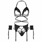 Leg Avenue Four Pieces Set Bra, G-string, Garter Belt & Wrist Cuffs One Size – Black Fashion & Lingerie | SEX Shop Ireland 13