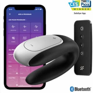 Satisfyer Double Fun Partner Vibrator – Black Clitoral Stimulators | SEX Shop Ireland