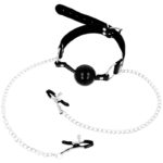 Ohmama Fetish Black Ball Gag With Nipple Clamps BDSM Gags | SEX Shop Ireland 6