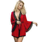 SUBBLIME – TRANSPARENT FABRIC ROBE WITH LACE DETAIL RED S/M Babydoll Lingerie | SEX Shop Ireland 20