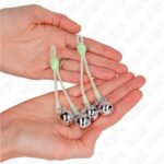 KINK – LUMINOUS SKULL NIPPLE CLAMPS WITH RING BELLS ADJUSTABLE GREEN / SILVER BDSM Gear & Accessories | SEX Shop Ireland 11