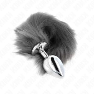 KINK – ANAL PLUG SIZE L 10 X 4 CM WITH SYNTHETIC TAIL 40 CM GREY AND WHITE Butt Plugs | SEX Shop Ireland 3