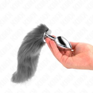 KINK – ANAL PLUG SIZE L 10 X 4 CM WITH SYNTHETIC TAIL 40 CM GREY AND WHITE Butt Plugs | SEX Shop Ireland