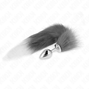 KINK – ANAL PLUG SIZE M 8 X 3.5 CM WITH SYNTHETIC TAIL 40 CM GREY AND WHITE Butt Plugs | SEX Shop Ireland