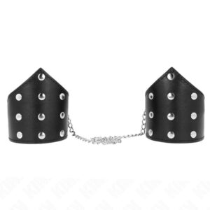 KINK – BLACK POINT STYLE WRISTBANDS WITH CHAIN ADJUSTABLE 17-23 CM X 8.5 CM Fetish / Bondage | SEX Shop Ireland