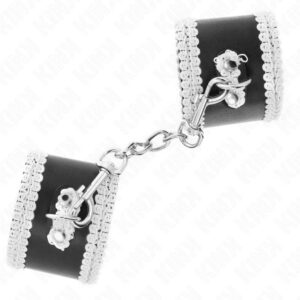 KINK – BLACK WRIST RESTRAINTS WITH WHITE DECORATE LACE ADJSUTABLE 20-23 CM X 5.5 CM Fetish / Bondage | SEX Shop Ireland 3