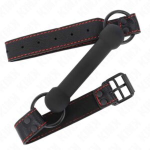 KINK – BONE GAG WITH LEATHERETTE STRAP BLACK ADJUSTABLE 41-57 CM BDSM Gags | SEX Shop Ireland 3