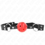 KINK – BREATHABLE BALL 4 CM GAG WITH DOUBLE RIVET RED 62.5 x 2.5 CM ADJUSTABLE 42-58 CM BDSM Gags | SEX Shop Ireland 8