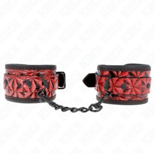 KINK – DIAMOND PATTERN WRIST RESTRAINTS DARK RED ADJUSTABLE 17-26 CM X 5.5 CM Fetish / Bondage | SEX Shop Ireland