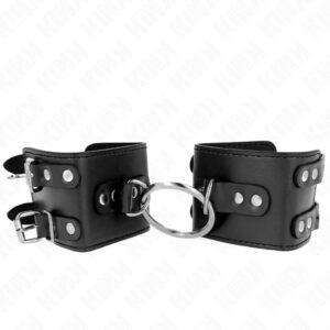 KINK – FIXED WRIST RESTRAINTS WITH RING AND STUDS ADJUSTABLE BLACK 17-22 CM X 6.5 CM Fetish / Bondage | SEX Shop Ireland