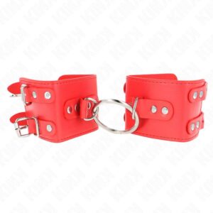 KINK – FIXED WRIST RESTRAINTS WITH RING AND STUDS ADJUSTABLE RED 17-22 CM X 6.5 CM Fetish / Bondage | SEX Shop Ireland