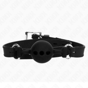 KINK – FULL SILICONE GAG 55 x 2 CM WITH 4 CM BALL SIZE S BLACK ADJUSTABLE 35-51 CM BDSM Gags | SEX Shop Ireland 4