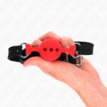 KINK – FULL SILICONE GAG 55 x 2 CM WITH 4 CM BALL SIZE S RED ADJUSTABLE 35-51 CM BDSM Gags | SEX Shop Ireland 10