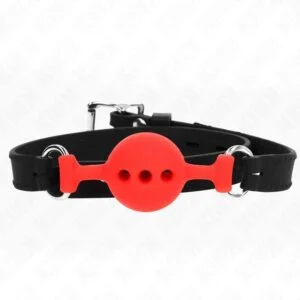 KINK – FULL SILICONE GAG 55 x 2 CM WITH 4 CM BALL SIZE S RED ADJUSTABLE 35-51 CM BDSM Gags | SEX Shop Ireland
