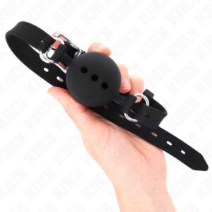 KINK – FULL SILICONE GAG 55 x 2 CM WITH 4.5 CM BALL SIZE M BLACK ADJUSTABLE 35-51 CM BDSM Gags | SEX Shop Ireland 3