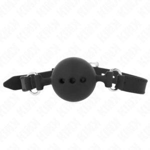 KINK – FULL SILICONE GAG 55 x 2 CM WITH 4.5 CM BALL SIZE M BLACK ADJUSTABLE 35-51 CM BDSM Gags | SEX Shop Ireland