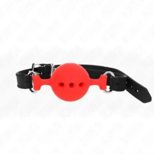 KINK – FULL SILICONE GAG 55 x 2 CM WITH 4.5 CM BALL SIZE M RED ADJUSTABLE 35-51 CM BDSM Gags | SEX Shop Ireland