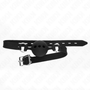 KINK – FULL SILICONE GAG 55 x 2 CM WITH 5 CM BALL SIZE L BLACK ADJUSTABLE 35-51 CM BDSM Gags | SEX Shop Ireland 3
