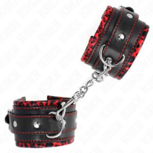 KINK – FUR LINED WRIST RESTRAINTS RED / BLACK ADJUSTABLE 17-29 CM X 6 CM Fetish / Bondage | SEX Shop Ireland 3