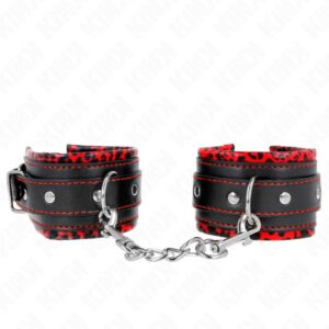 KINK – FUR LINED WRIST RESTRAINTS RED / BLACK ADJUSTABLE 17-29 CM X 6 CM Fetish / Bondage | SEX Shop Ireland
