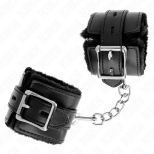 KINK – FUR LINED WRIST RESTRAINTS WITH SQUARE HOLES BLACK AND BLACK BELT ADJUSTABLE 17-29 CM X 6 CM Fetish / Bondage | SEX Shop Ireland 3