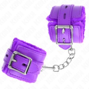 KINK – FUR LINED WRIST RESTRAINTS WITH SQUARE HOLES PURPLE AND PURPLE BELT ADJUSTABLE 17-29 CM X 6 CM Fetish / Bondage | SEX Shop Ireland 3