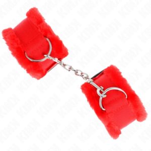 KINK – FURRY LINED WRIST RESTRAINTS RED ADJUSTABLE 17-31 CM X 7 CM Fetish / Bondage | SEX Shop Ireland 3