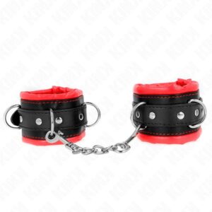 KINK – HEAVY WRIST RESTRAINTS WITH RED FUR LINED ADJUSTABLE 20-30 CM X 6 CM Fetish / Bondage | SEX Shop Ireland