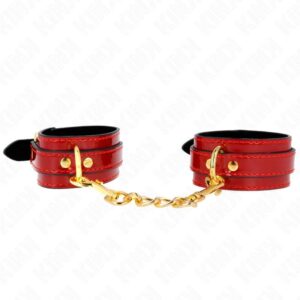 KINK – JOANNA ANGEL WRIST CUFFS RED ADJUSTABLE WITH GOLD CHAIN 16.5-26 CM X 4 CM Fetish / Bondage | SEX Shop Ireland