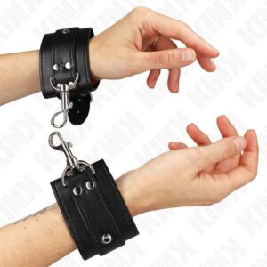 KINK – LOCKABLE DUNGEON WRIST RESTRAINTS BLACK ADJUSTABLE 21-28 CM X 5.5 CM Fetish / Bondage | SEX Shop Ireland