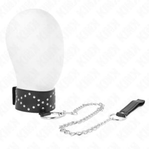 KINK – NECKLACE 65 CM WITH LEASH WITH SILVER STUDS MODEL 3 ADJUSTABLE 36-43 CM X 5 CM BDSM Collars | SEX Shop Ireland