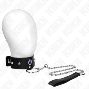 KINK – NECKLACE 65 CM WITH STRAP WITH BLUE DIAMONDS ADJUSTABLE 36-43 CM X 5 CM BDSM Collars | SEX Shop Ireland