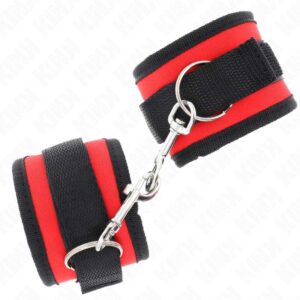 KINK – NYLON BIND HOOK&LOOP WRIST RESTRAINTS RED-BLACK MODEL 2 ADJUSTABLE 18-35 CM X 6 CM Fetish / Bondage | SEX Shop Ireland 3