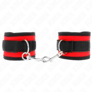 KINK – NYLON BIND HOOK&LOOP WRIST RESTRAINTS RED-BLACK MODEL 2 ADJUSTABLE 18-35 CM X 6 CM Fetish / Bondage | SEX Shop Ireland