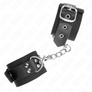 KINK – NYLON WRIST RESTRAINTS BLACK WITH LEATHER BELT BLACK ADJUSTABLE 19-29 CM X 5.1 CM Fetish / Bondage | SEX Shop Ireland 3