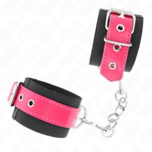 KINK – NYLON WRIST RESTRAINTS BLACK WITH LEATHERETTE BELT RASPBERRY ROSE ADJUSTABLE 19-29 CM X 5.1 CM Fetish / Bondage | SEX Shop Ireland 3