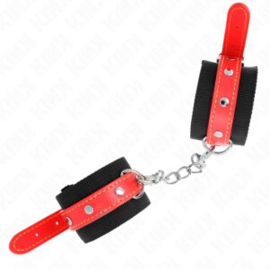 KINK – NYLON WRIST RESTRAINTS BLACK WITH LEATHERETTE RED ADJUSTABLE 19-24 CM X 5.5 CM Fetish / Bondage | SEX Shop Ireland 6