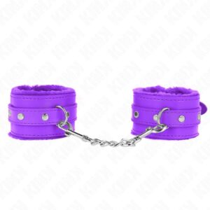 KINK – PREMIUM FUR LINED WRIST RESTRAINTS PURPLE WITH PURPLE BELT ADJUSTABLE 17-29 CM X 6 CM Fetish / Bondage | SEX Shop Ireland