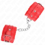KINK – PREMIUM FUR LINED WRIST RESTRAINTS RED WITH RED BELT ADJUSTABLE 17-29 CM X 6 CM Fetish / Bondage | SEX Shop Ireland 9
