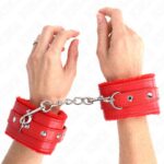 KINK – PREMIUM FUR LINED WRIST RESTRAINTS RED WITH RED BELT ADJUSTABLE 17-29 CM X 6 CM Fetish / Bondage | SEX Shop Ireland 11