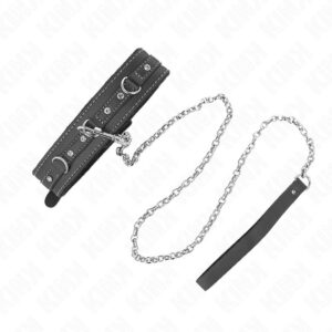 KINK – PVC LEATHER NECKLACE WITH BELT 105 CM RHINESTONE RIVET 41.5 X 4 CM BDSM Collars | SEX Shop Ireland 3